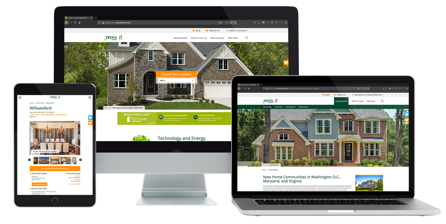 The Drees Homes website on various devices